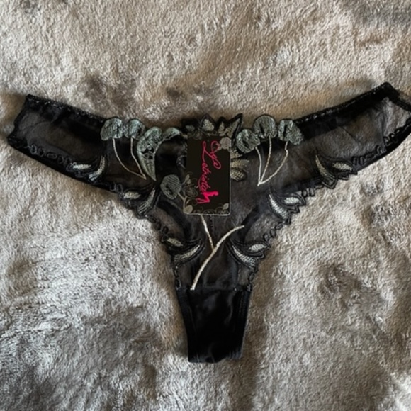 RED ** Embroidered G-string/Thong. Sheer BRIDAL G-String. Sexy sheer T… - Picture 5 of 12